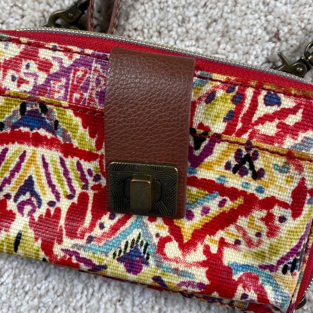 Sakroots Artist Circle Crossbody Wallet Multi Color Ikat Geometric Canvas Bag